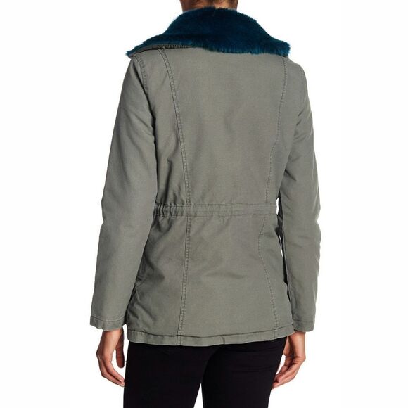 New! RACHEL RACHEL ROY Removable Faux Fur Collar Utility Jacket Green Size Small - Picture 7 of 7